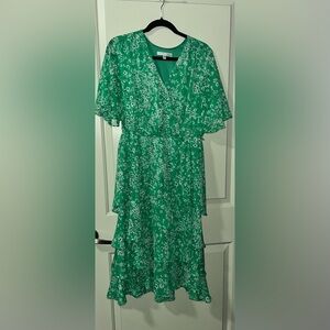 Sandra Darren Green Floral Casual Dress